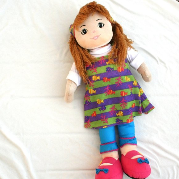 LARGE PLUSH GIRL DOLL TALL CUTE SOFT STUFFIE BIG TOY GIFT SEA ANIMAL DRESS SHOES - Picture 1 of 15
